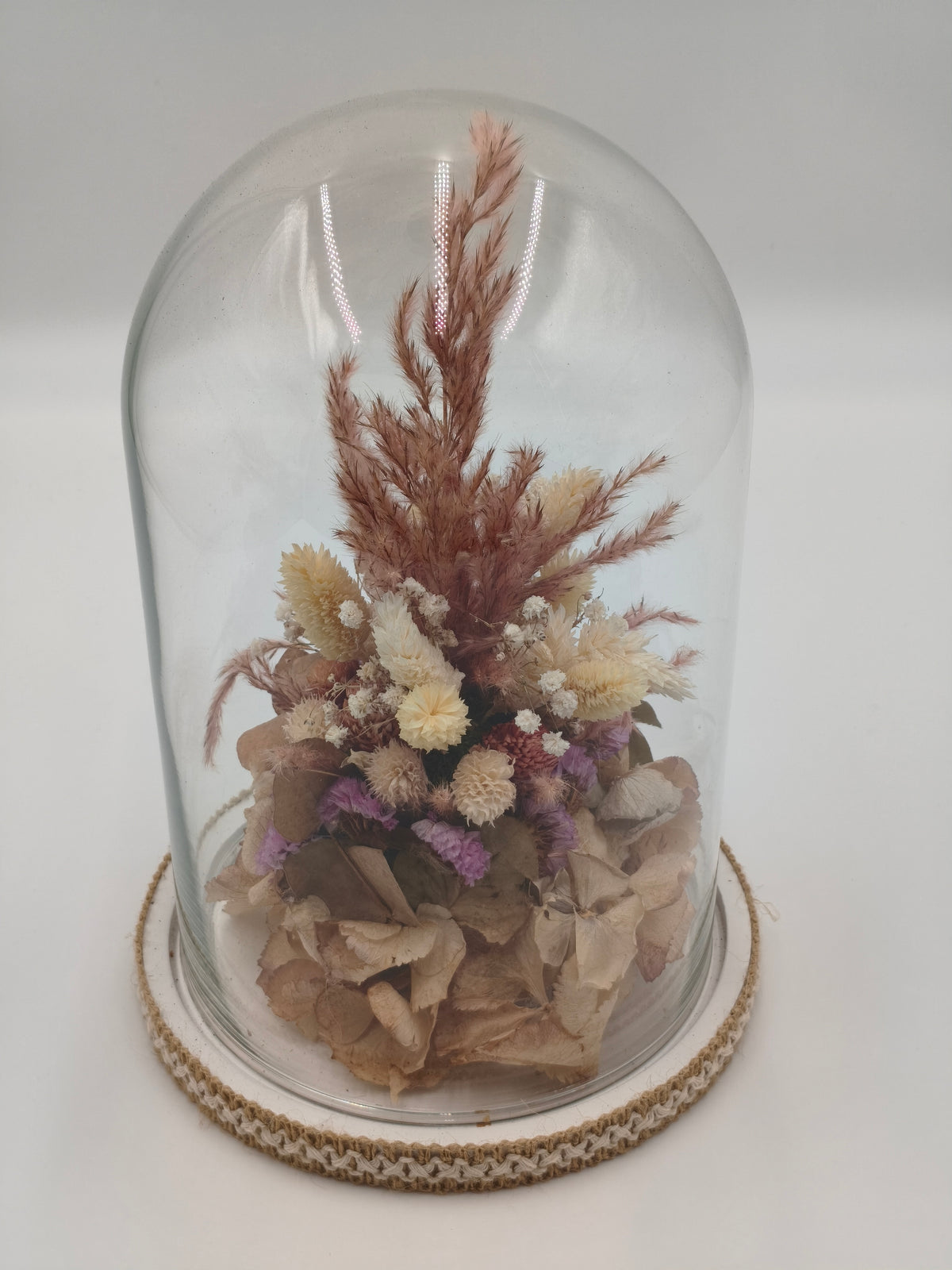 Glasglocke Trockenblumenarrangements 2