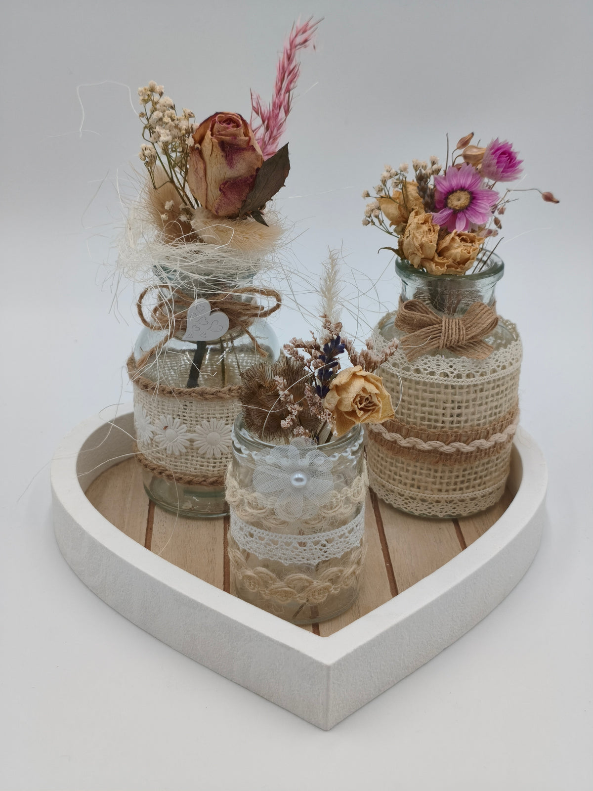 Deko-Tablett Arrangement Trockenblumen 21