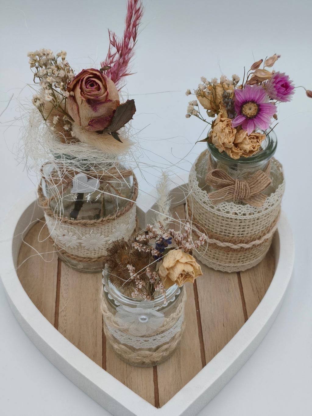 Deko-Tablett Arrangement Trockenblumen 21
