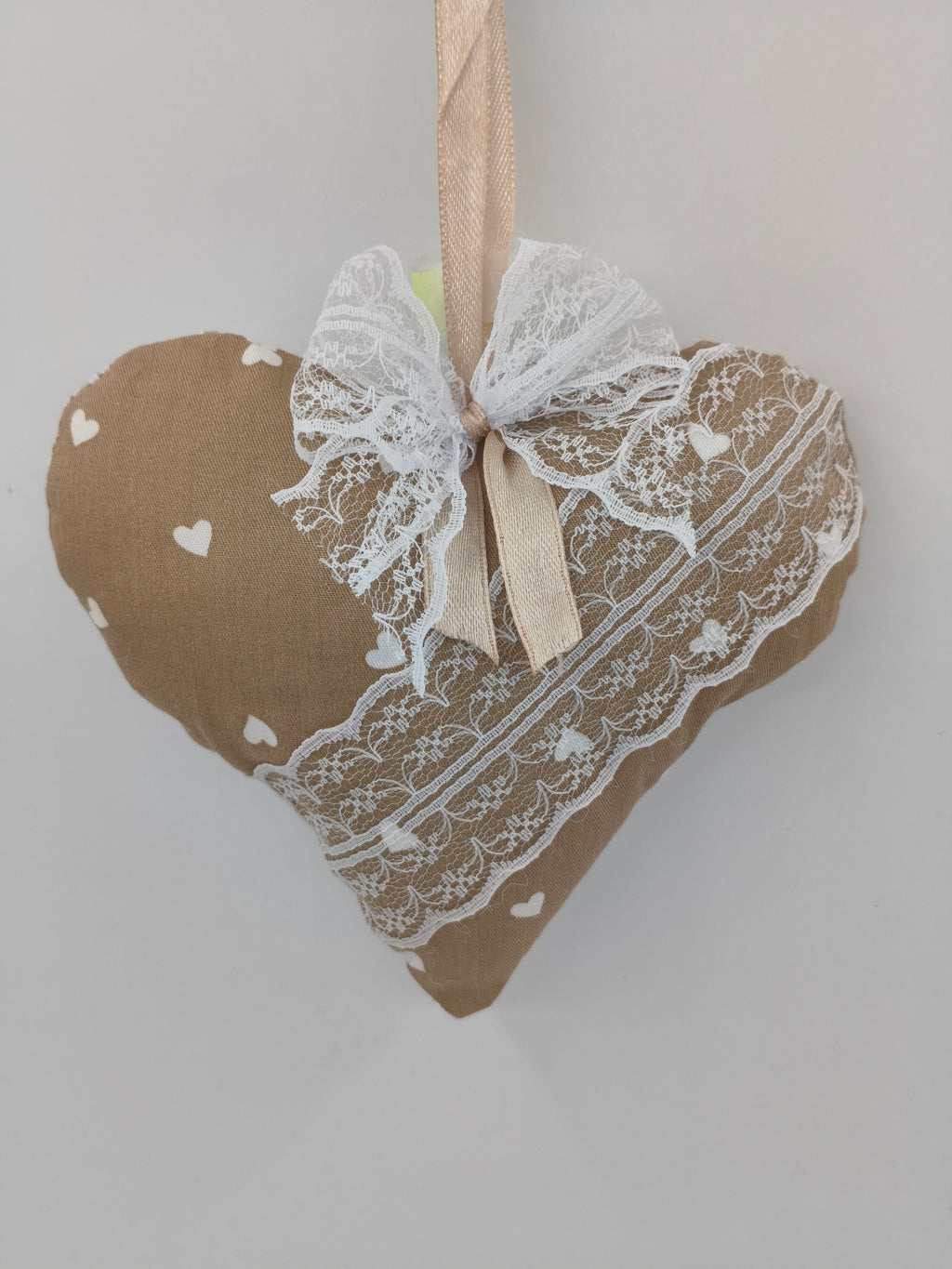 Stoffherz Beige-Weiss Dekoration 54