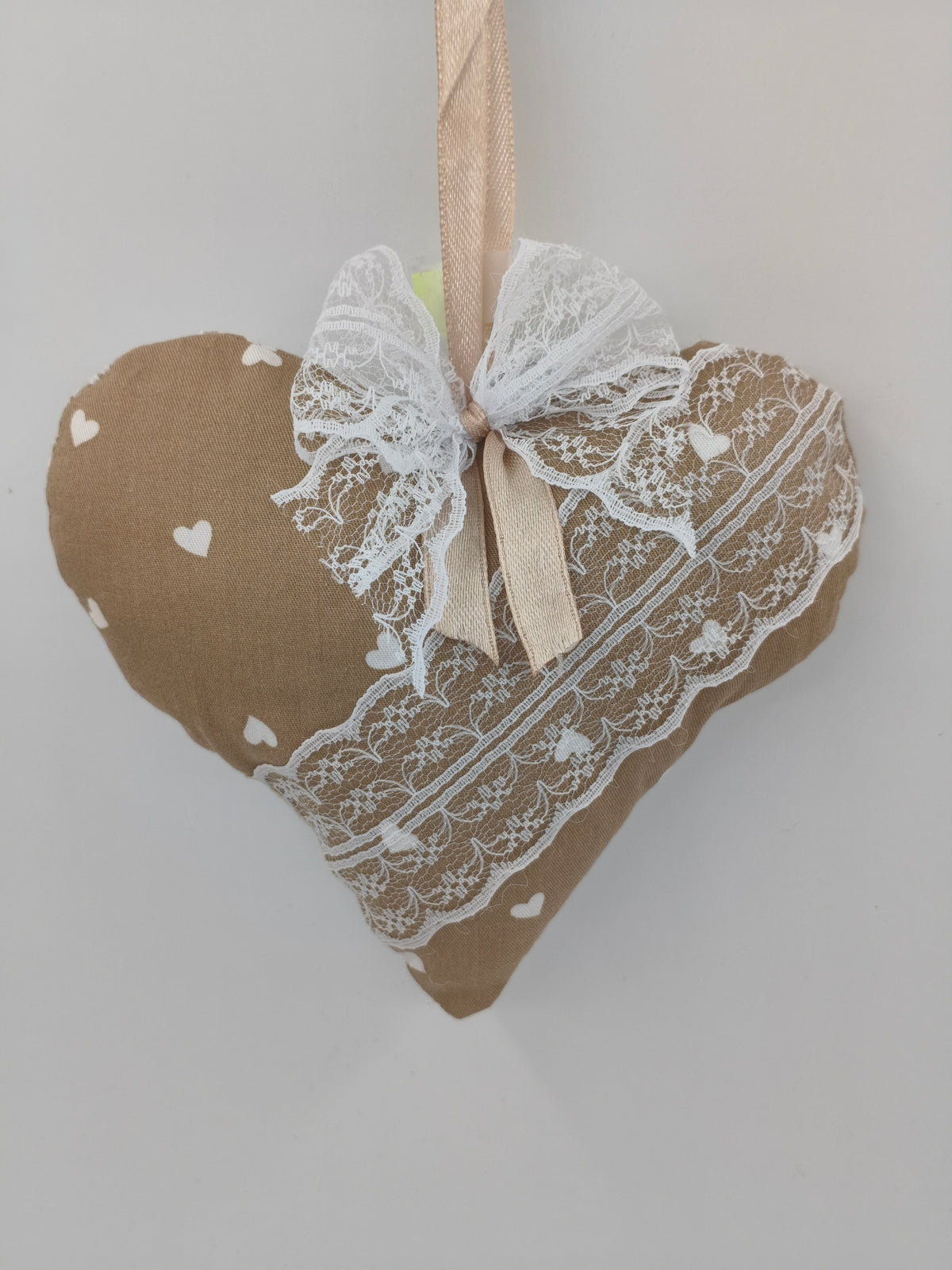 Stoffherz Beige-Weiss Dekoration 54