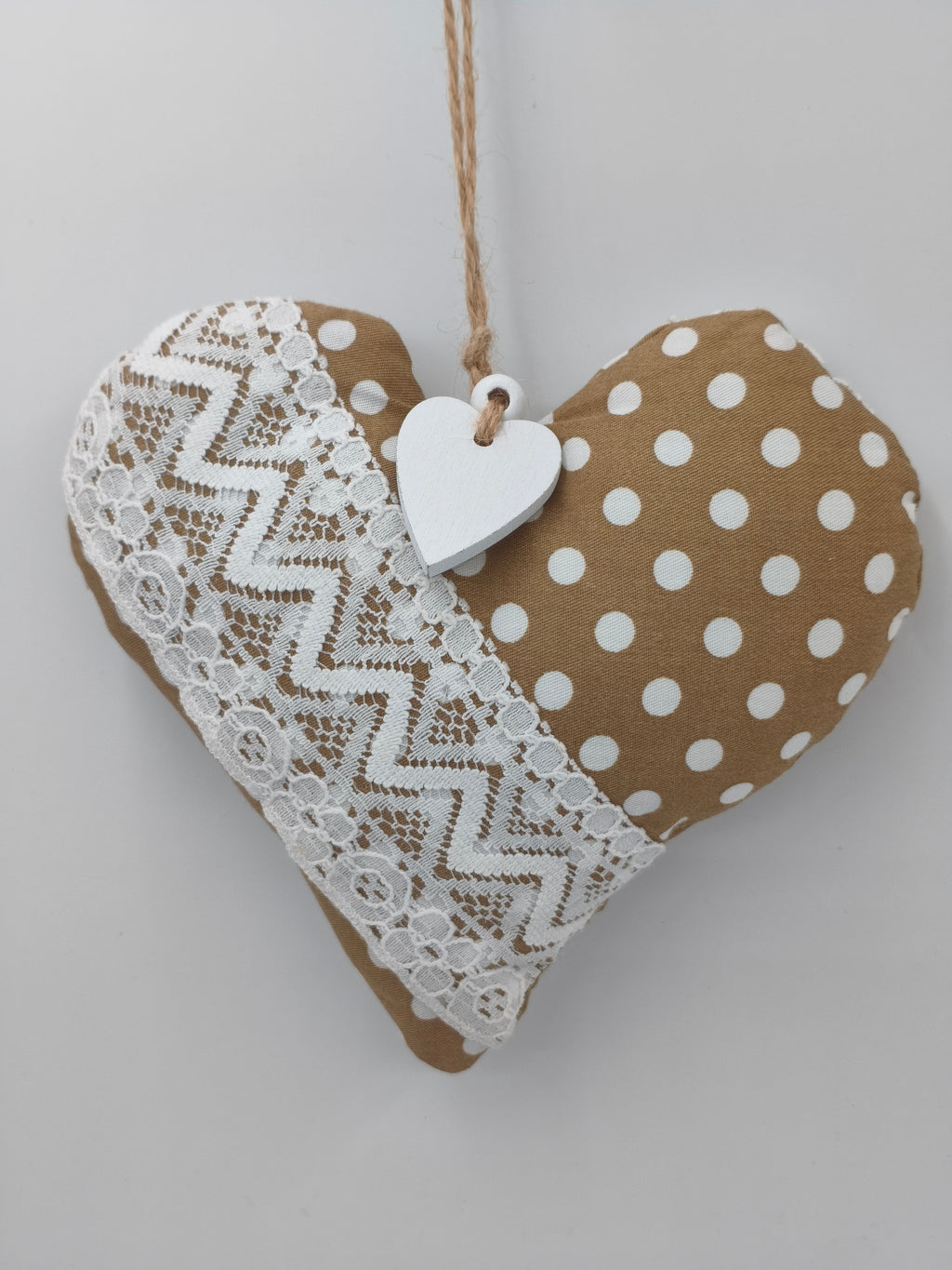 Stoffherz Beige- Weiss Dekoration 55