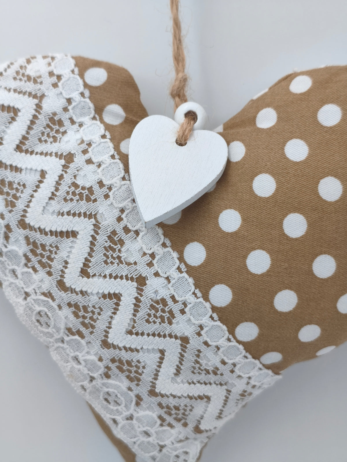 Stoffherz Beige- Weiss Dekoration 55