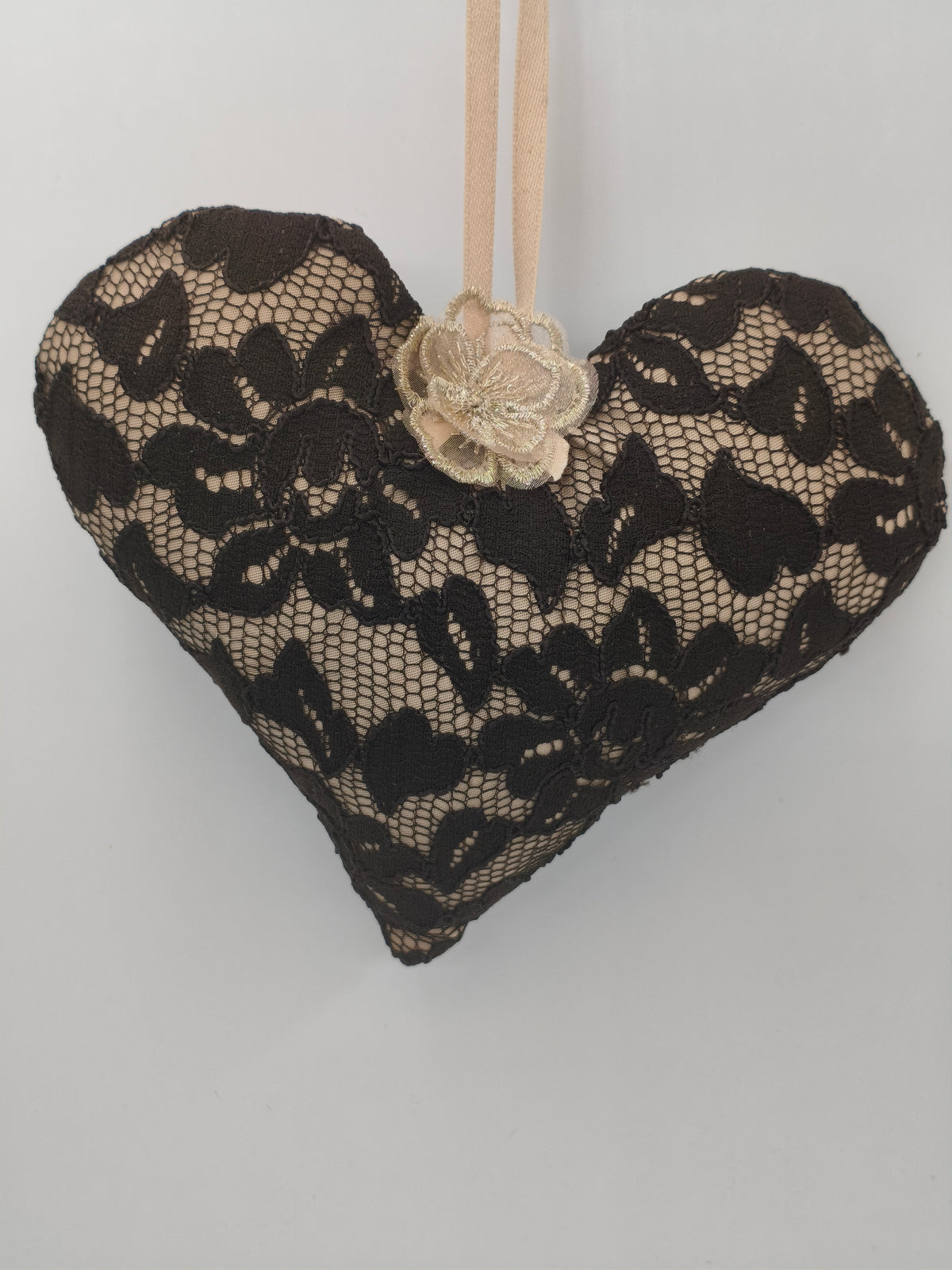 Stoffherz Schwarz Gold Dekoration 58