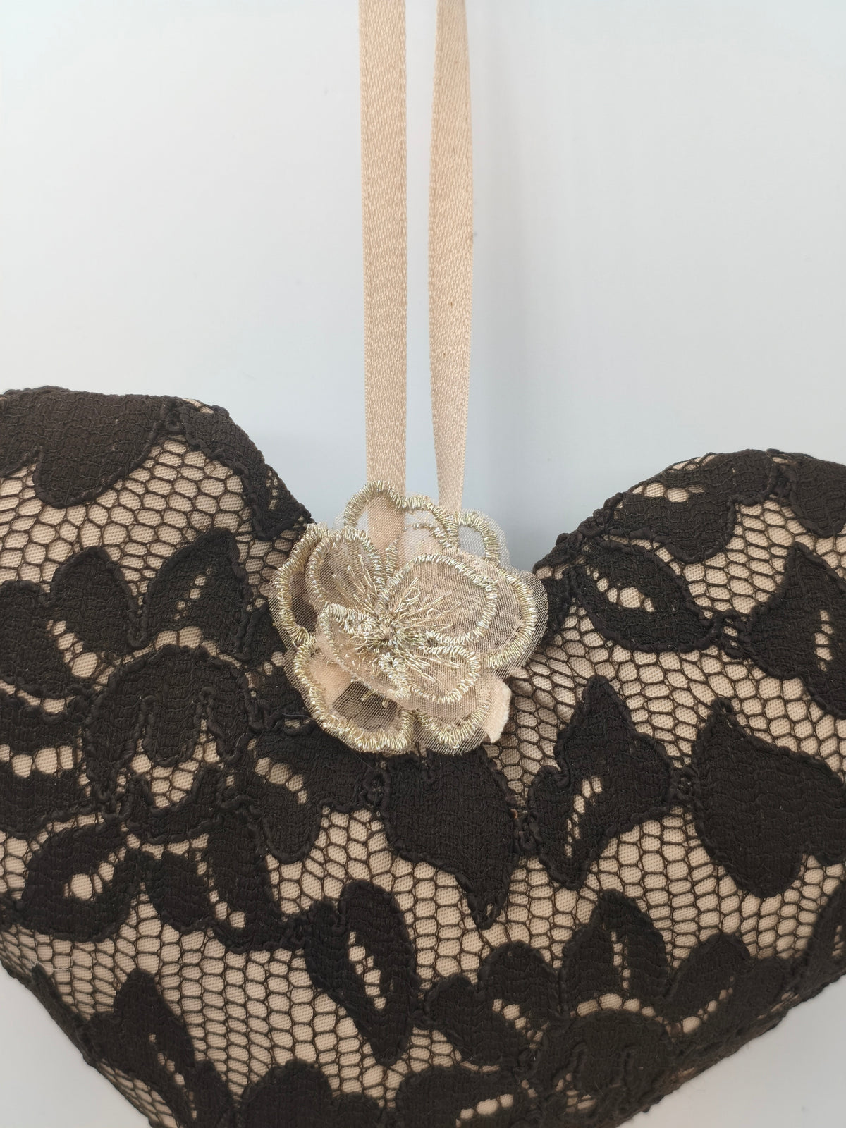 Stoffherz Schwarz Gold Dekoration 58